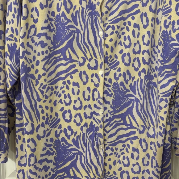 Stylish Purple and Cream Animal Print Cardigan - Picture 2 of 6